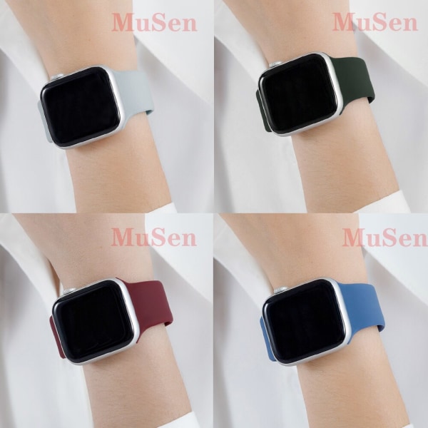 Silikonrem för Apple Watch -band 6 44mm 42mm 40mm 38mm Smart armband av gummi iWatch-band för Series 6 SE 5 4 3 2 se Dark olive 38MM or 40MM SM