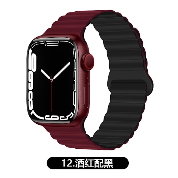 Kellon ranneke Apple Watch iWatch -kelloon Soveltuu: 10. sukupolvi 46mm 12 viininpunainen mustalla