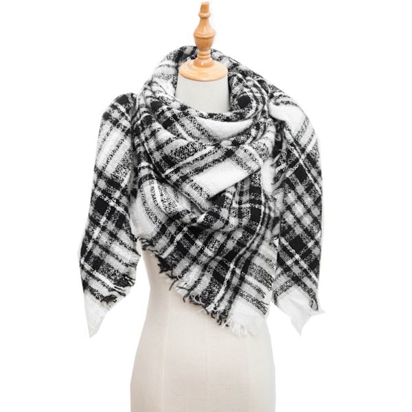 Ny Höst- och Vinter Sjal Cirkel Garn Borst Förtjockad Rutig Fyrkantig Halsduk Kappa scarfgirl1041SF 135cm