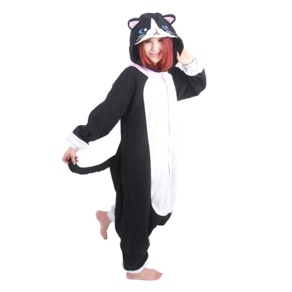Män Kvinnor Kigurumi Onesie Pyjamas Unisex Animal Cosplay Kostym För Halloween Party Black L