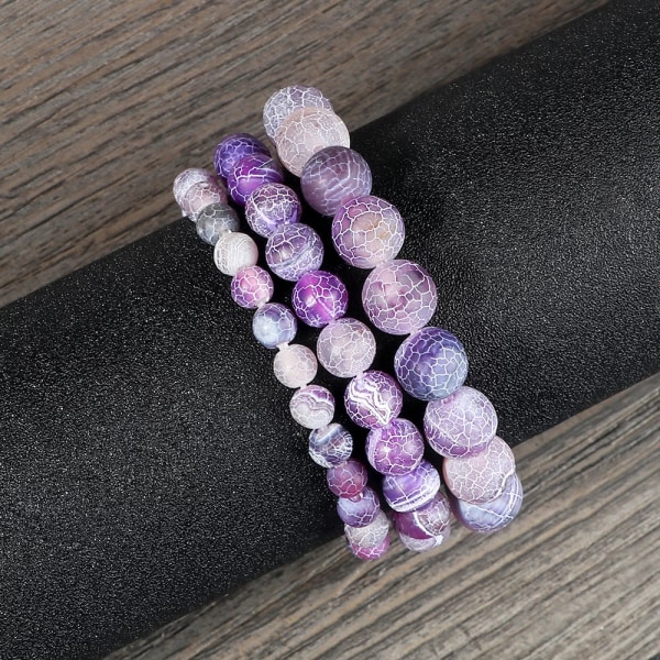 Charm Purple Agates Natural Weathered Gem Stone Bead Strand Women Stretch Armband Reiki Yoga smycken bästa vän present Pulseras Chakra White