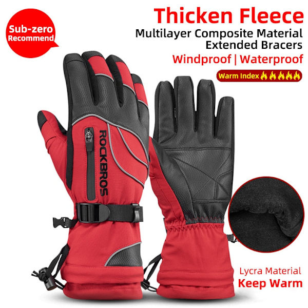 Handsker Motorcykel Vandtætte Fleece Termiske Handsker Snowboard Snescooter Handsker Mænd Kvinder Vinter Snecykel Handsker S233C M