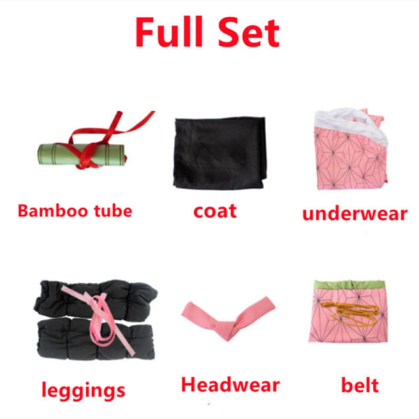 Anime Demon Slayer Kimetsu no Yaiba Cosplay Kostym Nezuko Kamado Kimono Uniform Halloween Kläder A3 child size 150cm