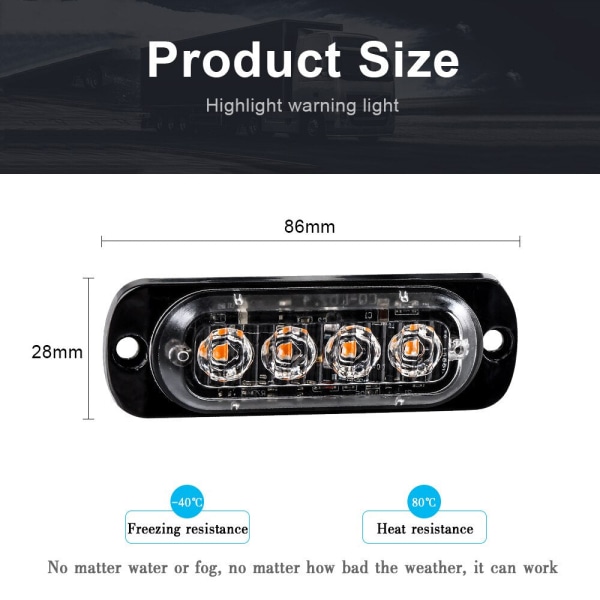 4LED Bil Strob Varningsljus Grill Blinkande Haveriljus Nödljus för 12v Lastbil Släpvagn Polis Fyr Lampa Signal BAKLYKTA red blue 1 piece