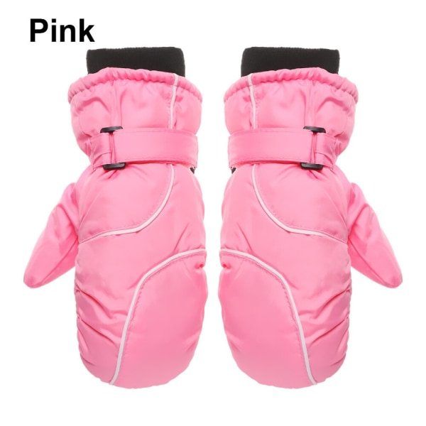 1 Par Nye Mote Barn Vinter Snø Varme Hansker Gutter Jenter Ski Vindtett Vanntett Tykke Votter Holder Fingrene Varme B-Red  2-6 Years One Size