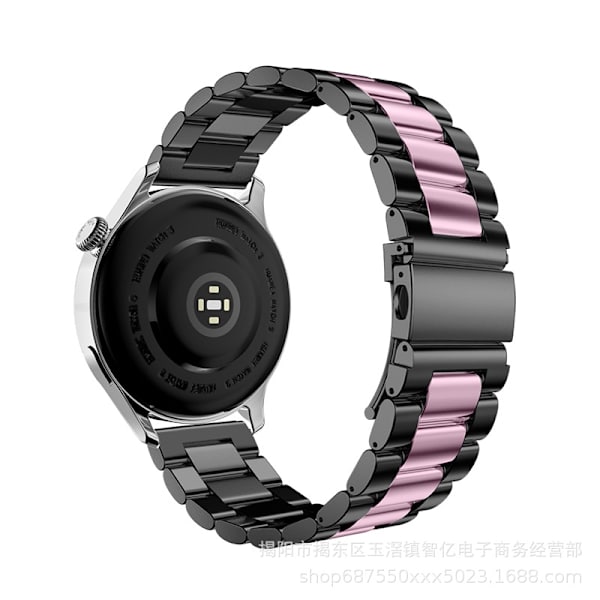 Klockarmband för Apple Watch iWatch för Huawei/Samsung 20mm Tre-pärlig Svart Pulverlackering