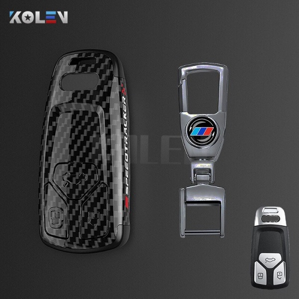 ABS Kolfiberstil Bilnyckelfodral Skal Fob För A3 A4 A5 C5 C6 8P 8L B6 B7 B8 Q3 Q5 Q7 A6 A7 4M 8S B9 A8 Q8 C8 TT A only case