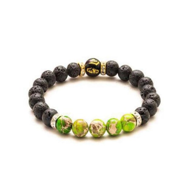 Pärlarmband för män Naturlig vulkanisk sten Pärla Tibetansk Buddha chakra Lavasten Diffuser Armband Herr Mode Nya Smycken Style 9