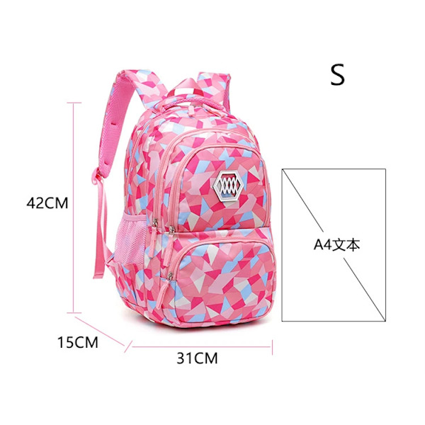 Naisten kannettavan tietokoneen reppu, geometrinen painatus, naisten bisnesreppu, vedenpitävät koululaukut teini-ikäisille tytöille, lasten kirjalaukku L PINK