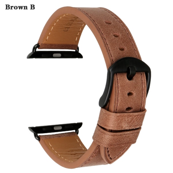 Läderrem för Apple Watch Band 45mm 41mm 42mm 38mm 44mm 40mm Series 7 6 SE 5 4 3 iWatch Watchband Brown S For 41mm 40mm