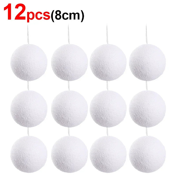 Valkoiset vaahtomuoviset joulupallokoristeet joulukuusen riippuvaan pallokoristeeseen loma Uusi vuosi Hääjuhlat Kodin sisustustarvikkeet A- Mixed Set- 18PCS As picture