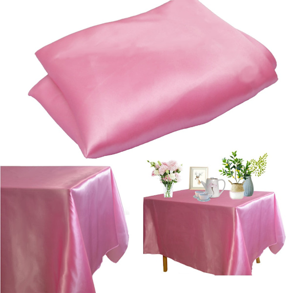 Rektangulær satengduk Overlegg Bryllupsbankett Tapete Hjem Spisebord Dekke Jul Halloween Bursdag Duk Peach 145X220CM