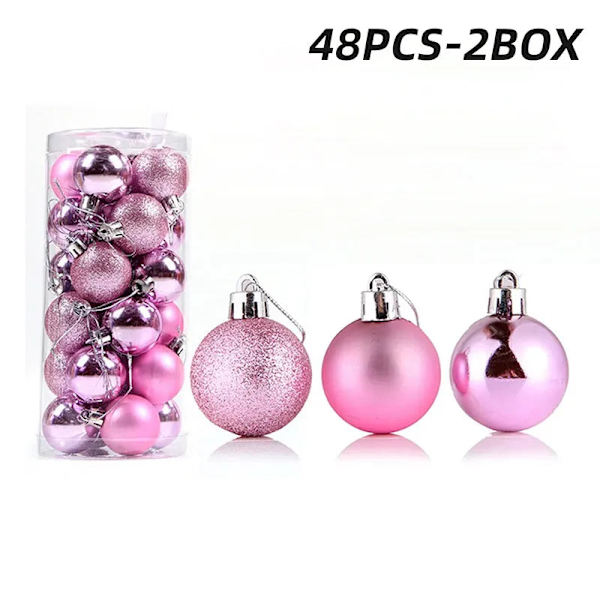 12 st Julgranskulor Ornament för Julgransdekoration Okrossbara Hängande Kulor Juldekoration Pink-2BOX