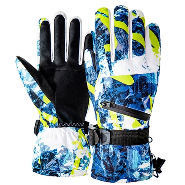 Vinter Snowboard Skidhandskar PU Läder Halkfri pekskärm Vattentät Motorcykel Cykling Fleece Varm snö Handskar Unisex Snowboard Gloves1 S