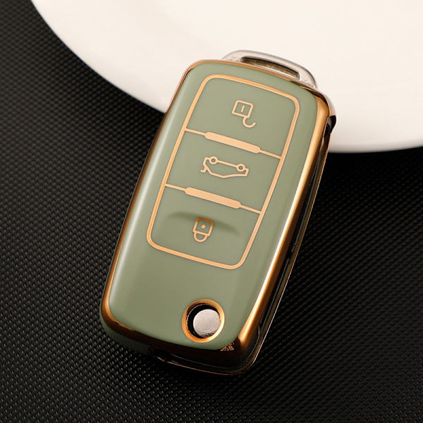 Blød TPU Bil Fjernbetjening Nøgle Etui Fuld Cover Holder Til POLO Tiguan Passat B5 B6 B7 Golf EOS Scirocco Jetta MK6 Octavia green shell