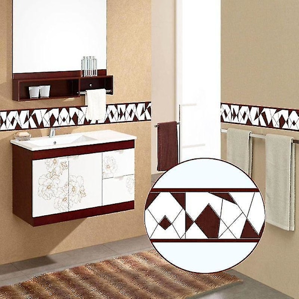 WB08 06 Självhäftande 3D Blommor geometrisk Design PVC Vattentät Bård Tapet