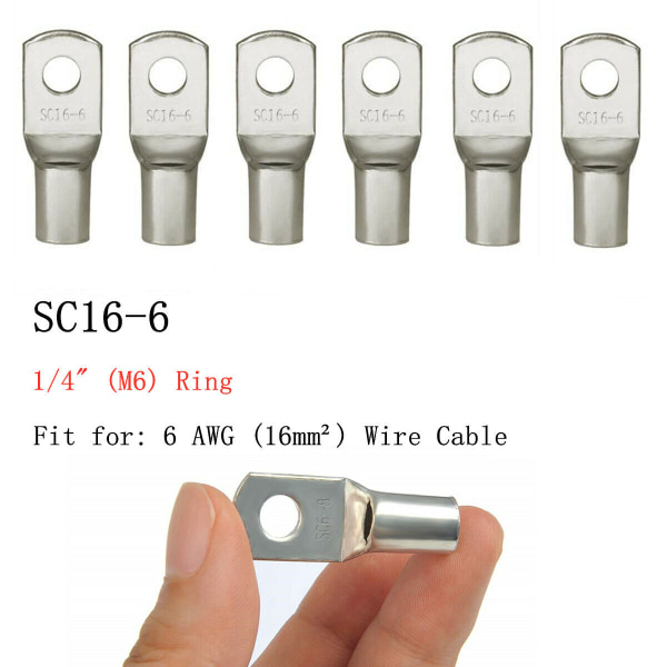 100/50/25/10STK 4-25mm Sortiment Förtennade Koppar Kabelskor Ring Krympterminaler Batterikabel Svetskabelsanslutningssats SC10-8 100