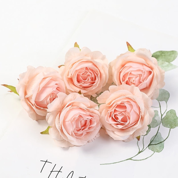 5 stk. Rose Kunstige Blomster Silke Fake Blomster Til Hjem Værelse Indretning Fest Bryllup Valentinsdag Dekorationer DIY Håndværk Tilbehør Light Pink 5PCS