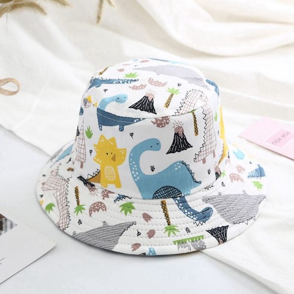 Baby Bucket Hatt Barn Sommarhattar för Pojkar Dinosaurie Tryck Panama Hatt Barn Fiskarhattar Flickor Strandhatt Casquette Cactus One Size(47-50cm)