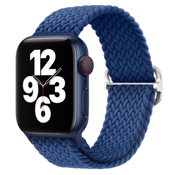 Flätad solo-öglerem För Apple Watch -band 44mm 40mm Series 7 6 54SE Justerbar elastisk nylon för iwatch 3 42mm 38mm Armband Blueberry For 38mm-40mm-41mm