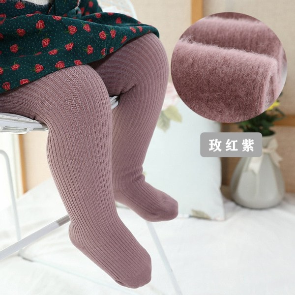 Nya tjocka flickstrumpbyxor för vinter och höst 1 st Varma babyflickkläder Barnstrumpor 0-6 år Gamla enfärgade barntights Beige XXL(4-6T)