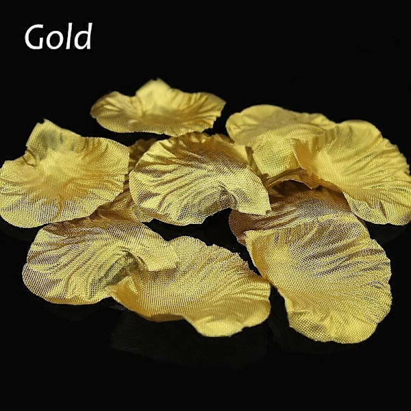 1000 st Silkrosblad Falska Blad för Bröllopsdekoration Festliga Tillbehör (Guld)