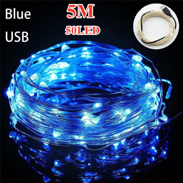 Lett 5V USB 20M Kobbertråd Lampe Bryllupsfest Dekor 200 LED Lyslenke Multicolor 10M 100LED