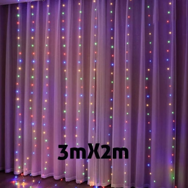 3M Joulu Koriste LED Keiju Valosarja Verho Valot Garland Festoon Joulu Sisustus Kotiin Uusi Vuosi 2023 Joulu 2022 Navidad 3mX1m white LED Light
