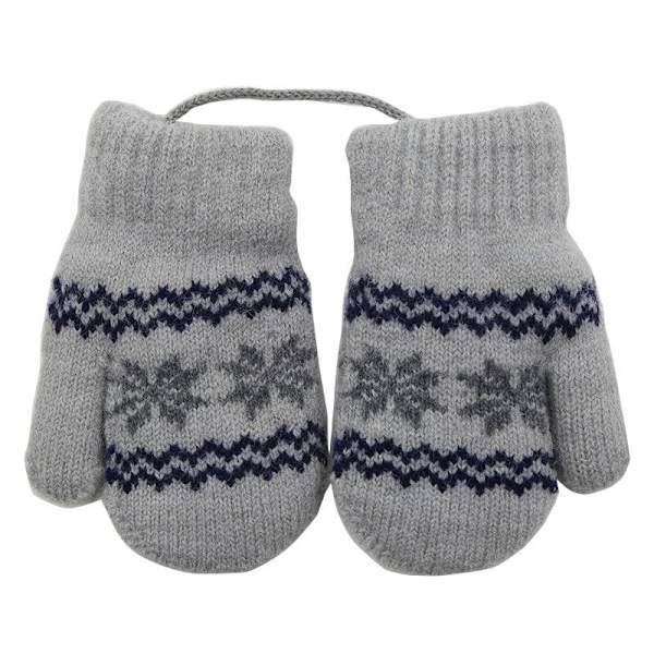 Warmom Vinter Barnhandskar Nya Barn Små Snöflingor Alpackaull Tjocka Varma Stickade Vantar Nyfödda Babyhandskar Vantar Gray