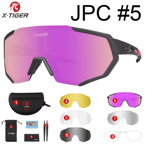 X-Tiger glasögon för ridning för män och kvinnor utomhussport reflekterande linser Myopia Frame Cykelglasögon JPC#5 17cm