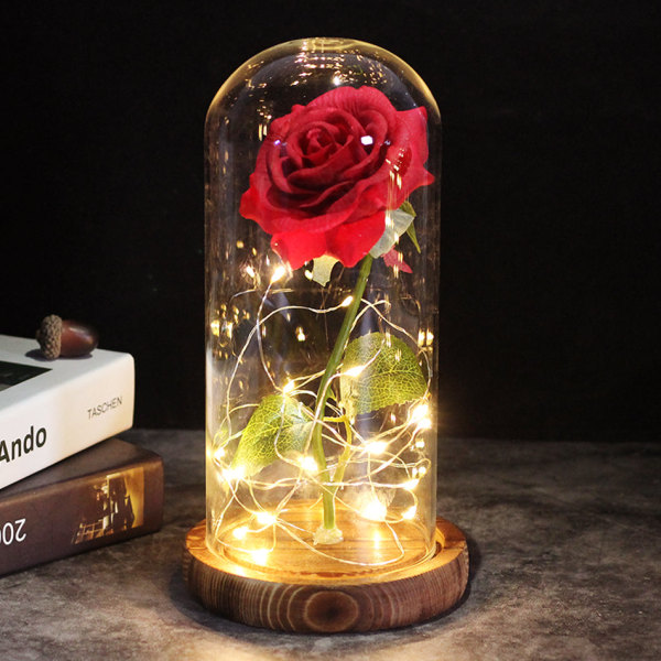 Drop shipping Galaxy Rose konstgjorda blommor Beauty and the Beast Rose Bröllopsinredning Kreativ Alla hjärtans dag Mors present brown base red 2