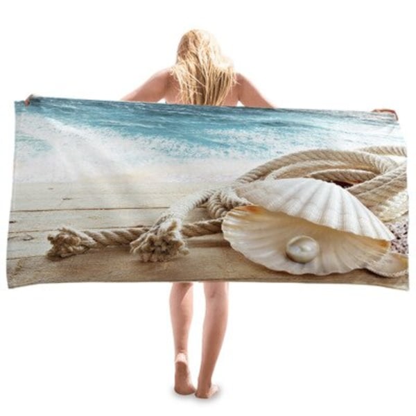Ocean Series Kreativt Trykk Badehåndkle Utendørs Hurtigtørkende Svømming Surf Vannsport Håndkle Yoga Matte Strandstol Dekke Teppe 3 80x160m