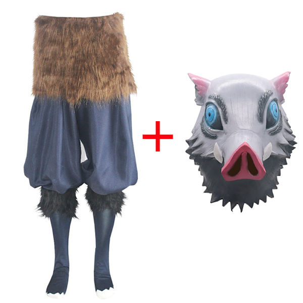 Anime Inosuke Cosplay -asu Demon Slayer Kimetsu No Yaiba Hashibira Inosuke Cosplay -housut Halloween-asu Sianpäänaamio style3 One Size
