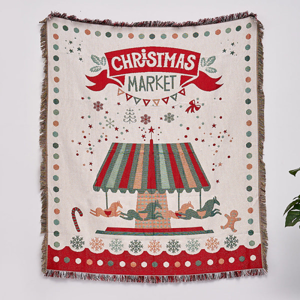 Multifunktionellt sofföverdrag bomullslinne väggbonad dekorativ målning Christmas reindeer 180*130cm