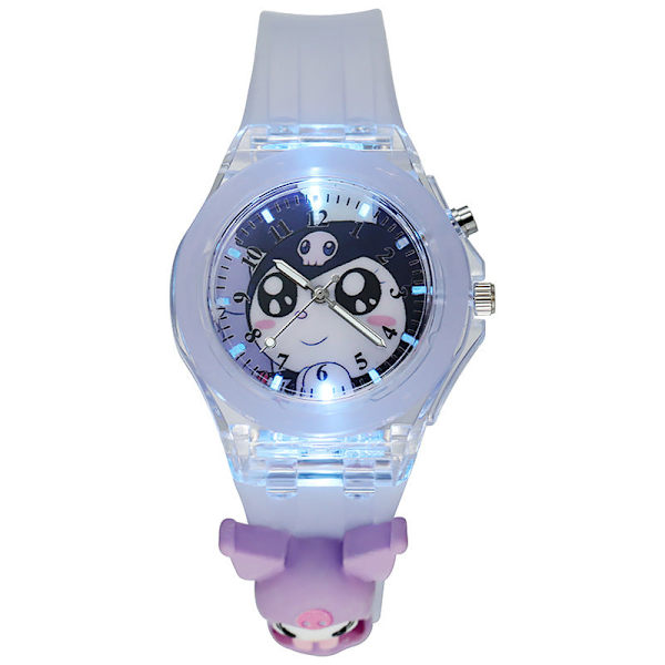 Tegneserie Fargerik Blinkende Lys Lysende Klokke Dukke Silikon Elektronisk Klokke Purple Clow M sticker doll