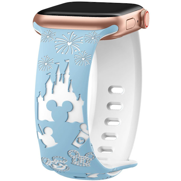 Klockarmband för Apple Watch iWatch 38/40/41mm tvåfärgad Mickey Castle blå + vit