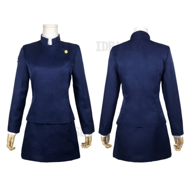 Anime Jujutsu Kaisen Cosplay Kostym Maki Zenin Grön Peruk Top Kjolskor Zenin Maki Halloween Julfest Uniform Män Kvinnor navy 4pcs Set Women L