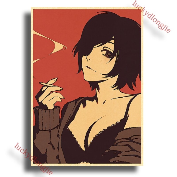 Chainsaw Man Anime Affisch Retro Kraftpapper Vintage Heminredning Målning Vardagsrumsbild Gåva Väggdekaler Caféinredning Konst Vägg 42X30cm(A3) 38