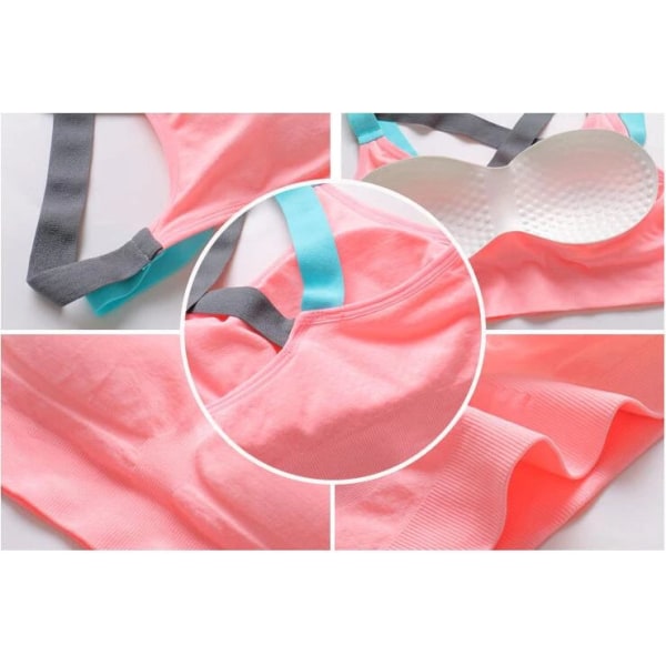 Yoga BH Full Cup Andningsbar Topp Stötsäker Korsrygg Tränings BH För Kvinnor black(with pad) L