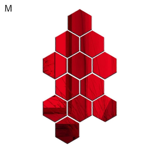 12 st Hexagon 3D Konst Spegel Väggdekaler Hem DIY Dekoration Vardagsrum Dekal Gyllene L Golden L