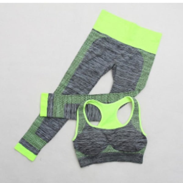 Yoga Set Crop Tops + Yoga Leggings Fitness Gym Löparkläder För Kvinnor B pink L