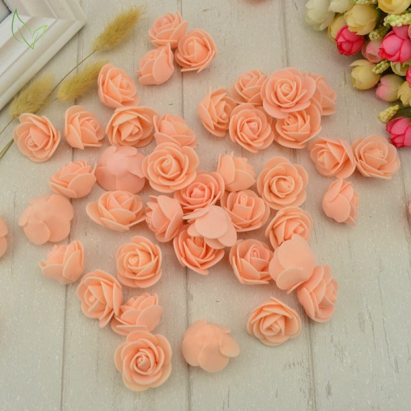 50 st PE Skum Fake Rosor Huvud Konstgjorda Blommor Billig Bröllopsdekoration för Scrapbooking Presentförpackning DIY Krans Multi-Användning 18 dark red