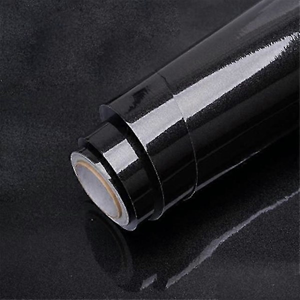 Självhäftande, vattentät och avtagbar vinyltapet Blank Svart 40cm x 2m Shiny Black 40cm x 2m