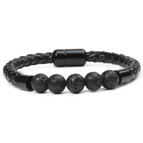 Mode personlighet mäns sten pärlband armband läder rep Magnetic Snap armband Tiger Eye