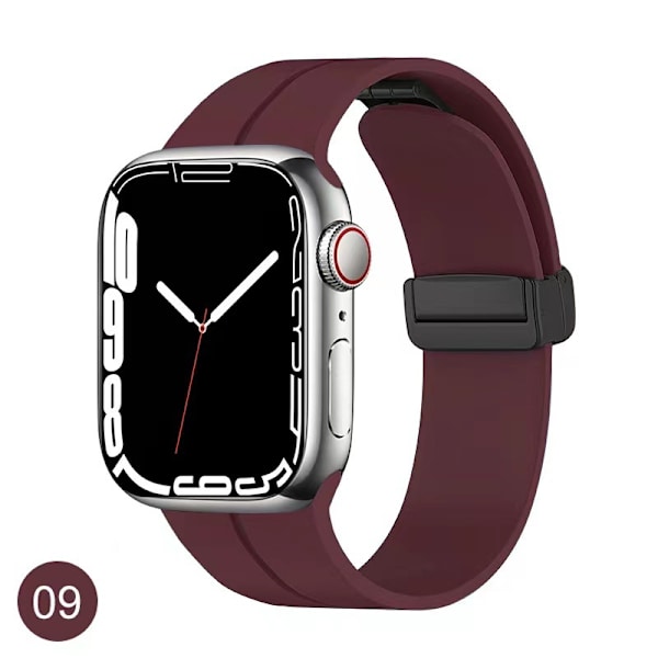 Kellon ranneke Apple Watch iWatch 38/40/41/42 S10 SM viininpunainen