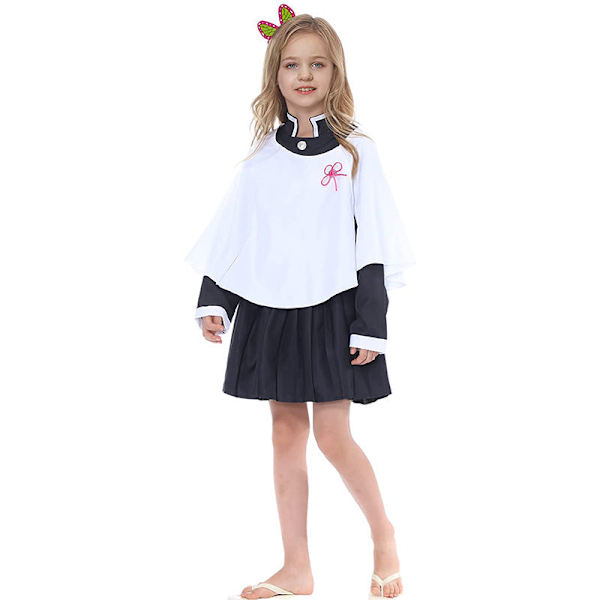 Lasten Anime Demon Slayer Kimetsu No Yaiba Cosplay Puku Kimono Kamado Tanjirou Kamado Nezuko Lapsen Halloween Puku Peruukki Puku style4 wig