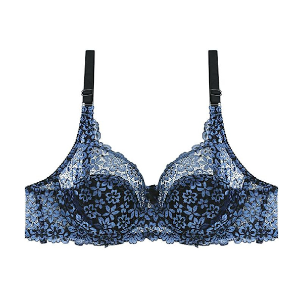 Uutuuksia Läpinäkyvä Pitsi Brodeeraus Naisten Rintaliivit Seksikkäät Plus-koko Alusvaatteet Bralette Rintaliivit Blue 85C