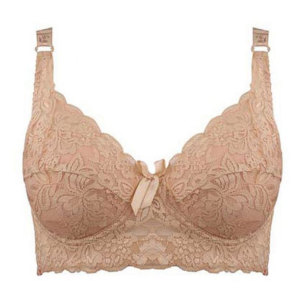 Spets-BH för kvinnor Push Up Sexiga BH:ar för kvinnor Stor Storlek Ultratunn Underkläder Intimates C D White 42C