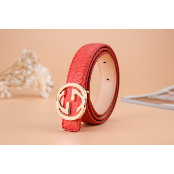 Bälte Mode All-Match Barn och Tonåringar Bälte Unisex Byxbälte Gold Buckle Red 3 90CM