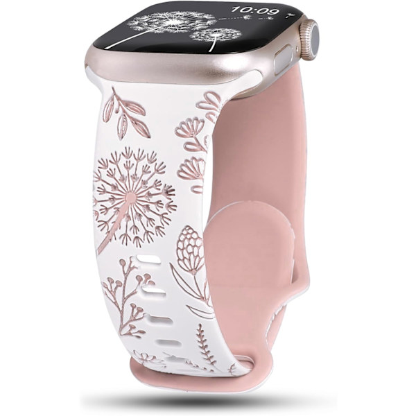 Klockarmband för Apple Watch iWatch 42/44/45/49mm tvåfärgad maskros vit + rosa